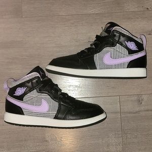 Girls' PS Air Jordan 1 Mid SE Houndstooth DC7227-015